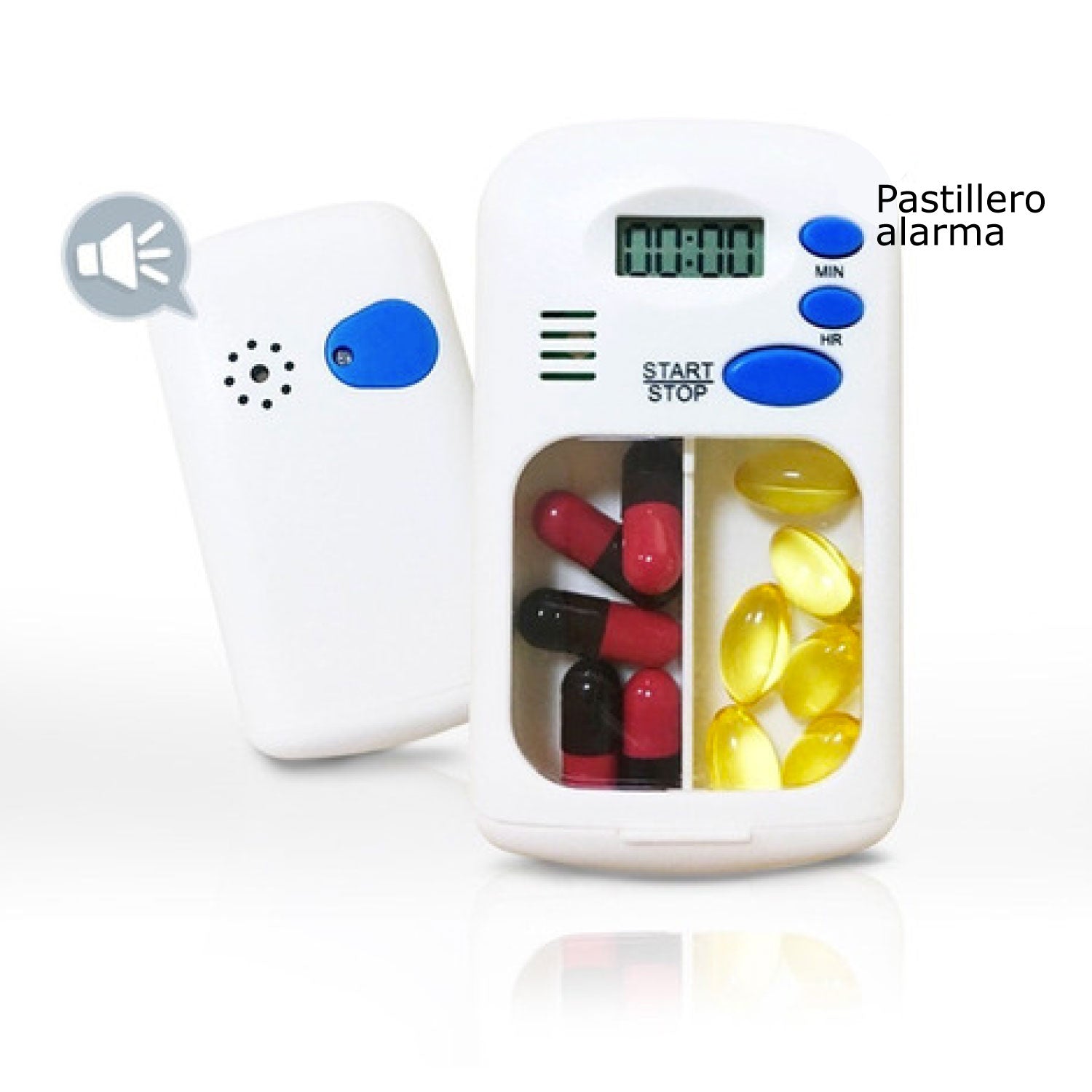 Pastillero con alarma para guardar y recordar medicinas