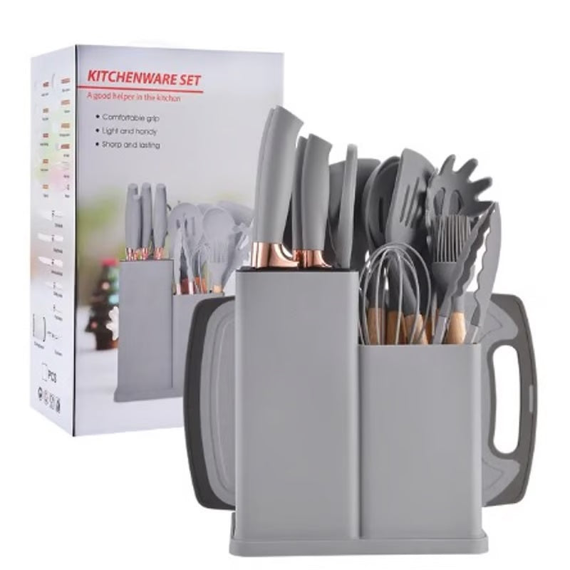 Set completo de 18 Utensilios y cuchillos de Cocina de Silicona antiadherentes