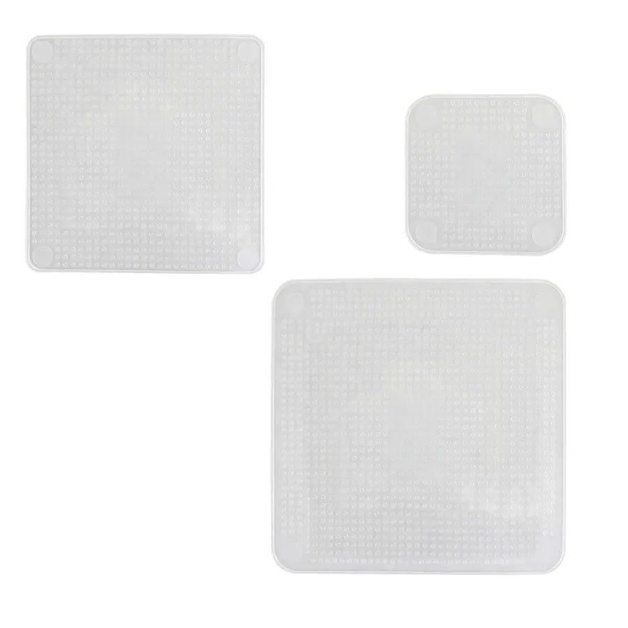 Set de 3 tapas elásticas cuadradas para cocina reutilizables