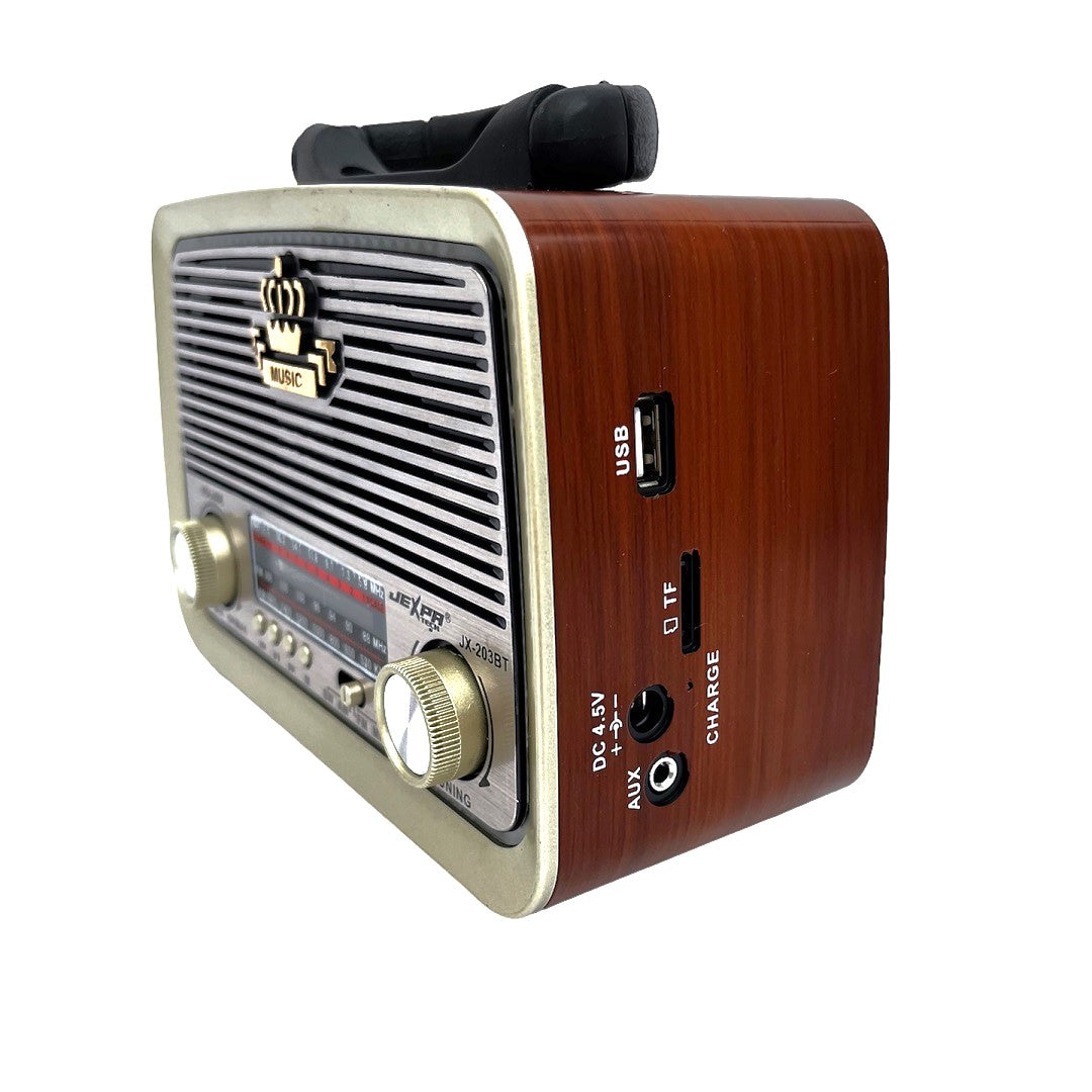 Parlante radio vintage con bluetooth USB emisora recargable JX203