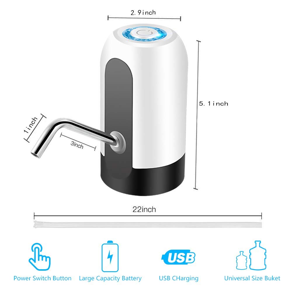 Dispensador de agua embotellada eléctrico recargable