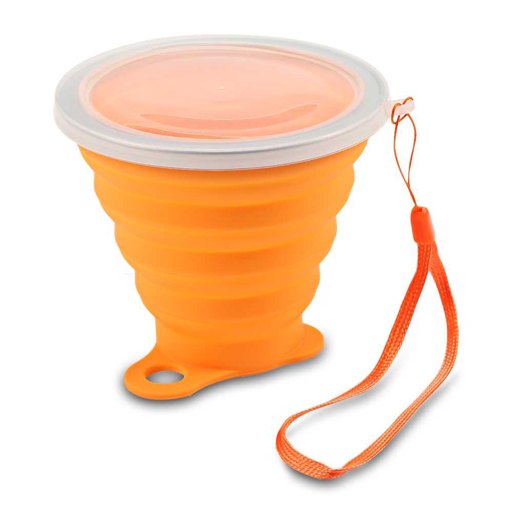 Vaso de silicona plegable con tapa ultra delgado