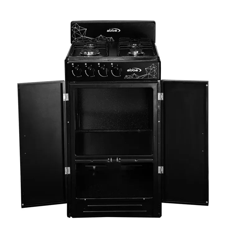 Estufa de Piso ABBA 4 Puestos con Gabinete Gas Natural AT 20GEN N Negro