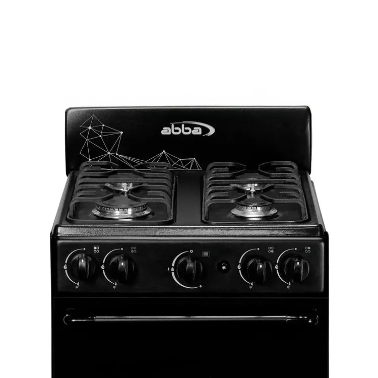 Estufa de Piso ABBA 4 Puestos con Horno Gas Natural EA con Gratinador y Termostato AT 20HVN GT N Negro