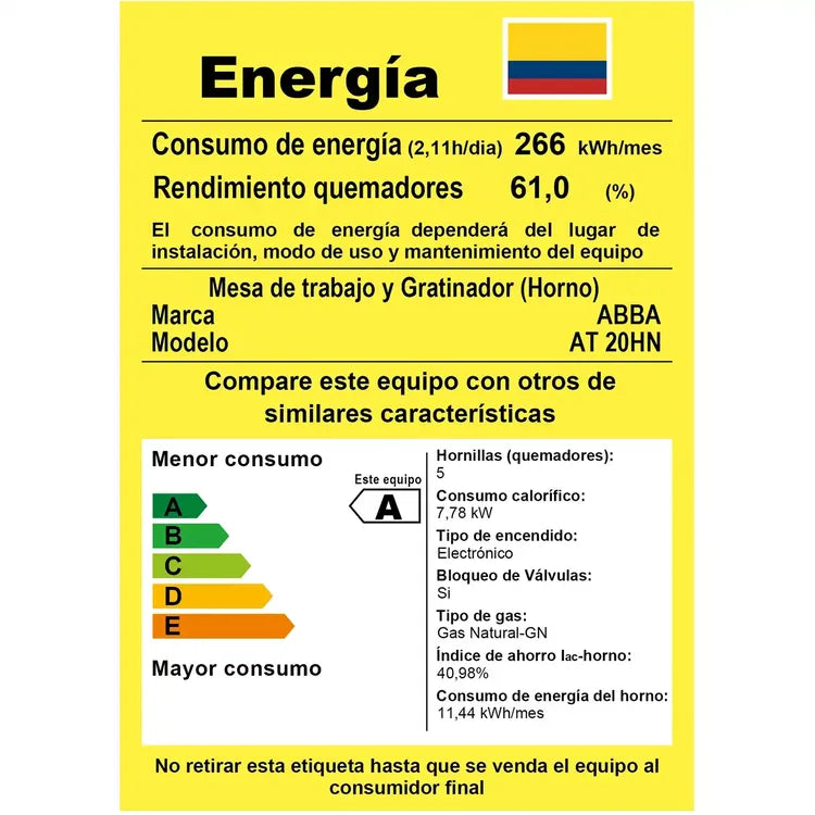 Estufa de Piso ABBA 4 Puestos con Horno Gas Natural EA con Gratinador y Termostato AT 20HVN GT N Negro