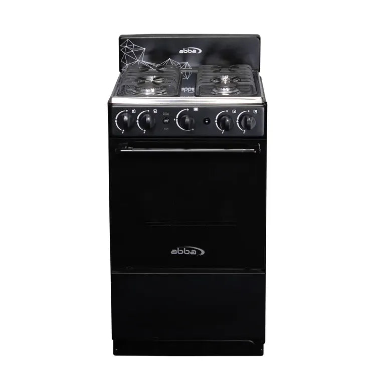 Estufa de Piso ABBA 4 Puestos con Horno Gas Propano EE, Gratinador AT 20HI GT N Negro