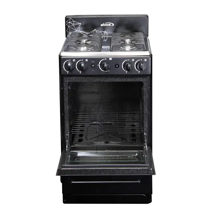 Estufa de Piso ABBA 4 Puestos con Horno Gas Natural EE, Gratinador AT 20HIN GT N Negro
