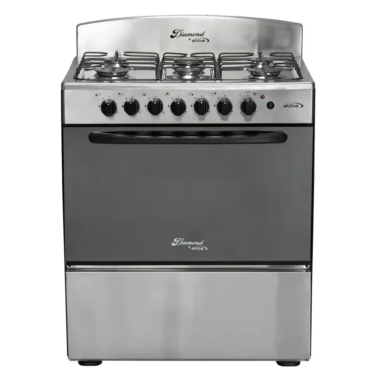 Estufa de Piso ABBA Diamante 6 Puestos con Horno Gas Propano EA, Gratinador,Termostato RT 30HED GT N Negro