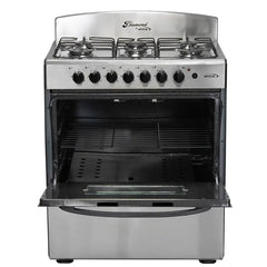 Estufa de Piso ABBA Diamante 6 Puestos con Horno Gas Natural EA, Gratinador, Termostato RT 30HEDN GT N Negro