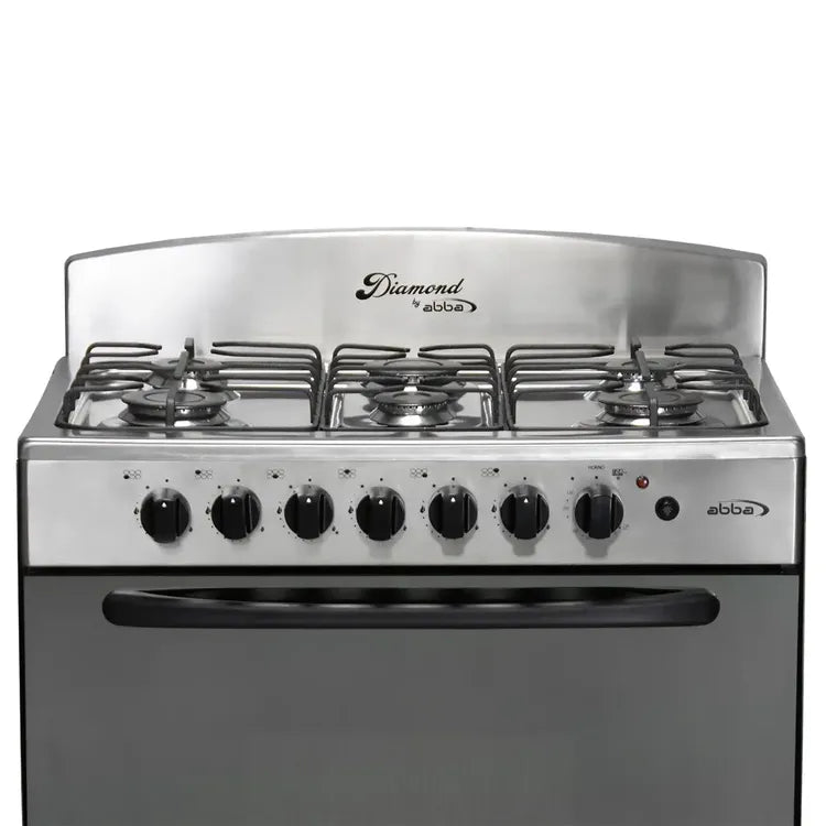 Estufa de Piso ABBA Diamante 6 Puestos con Horno Gas Natural EA, Gratinador, Termostato RT 30HEDN GT N Negro