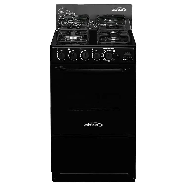 Estufa de Piso ABBA 4 Puestos con Horno Gas Propano EA con Gratinador y Termostato AT 20HV GT N Negro