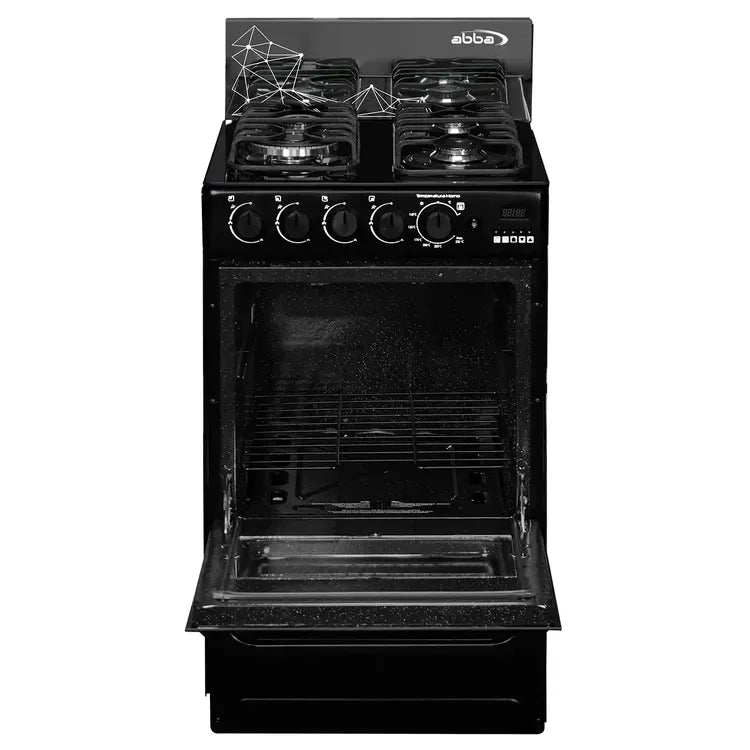 Estufa de Piso ABBA 4 Puestos con Horno Gas Propano EA con Gratinador y Termostato AT 20HV GT N Negro