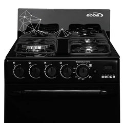 Estufa de Piso ABBA 4 Puestos con Horno Gas Propano EA con Gratinador y Termostato AT 20HV GT N Negro