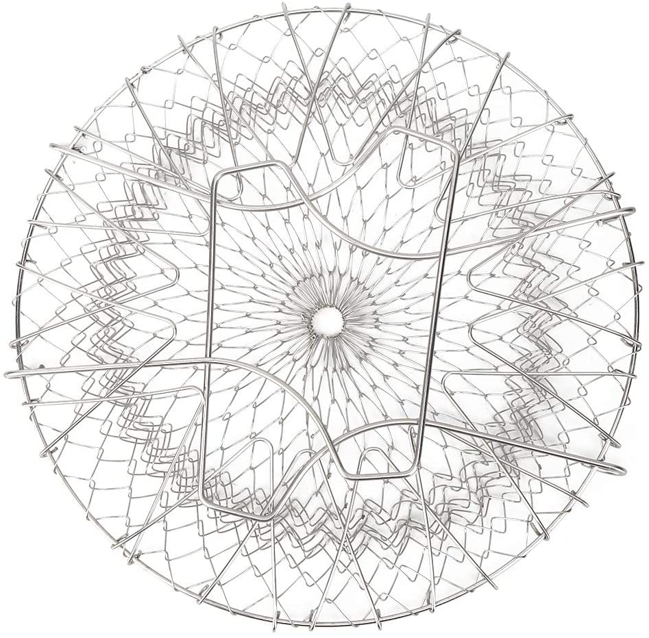 Cesta en malla plegable para freir y escurrir 4 en 1