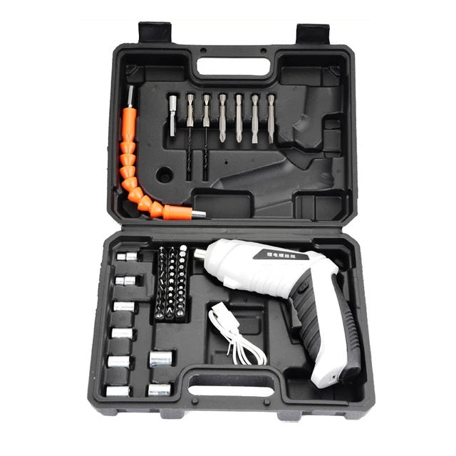 Kit herramientas destornillador y perforador eléctrico recargable + accesorios