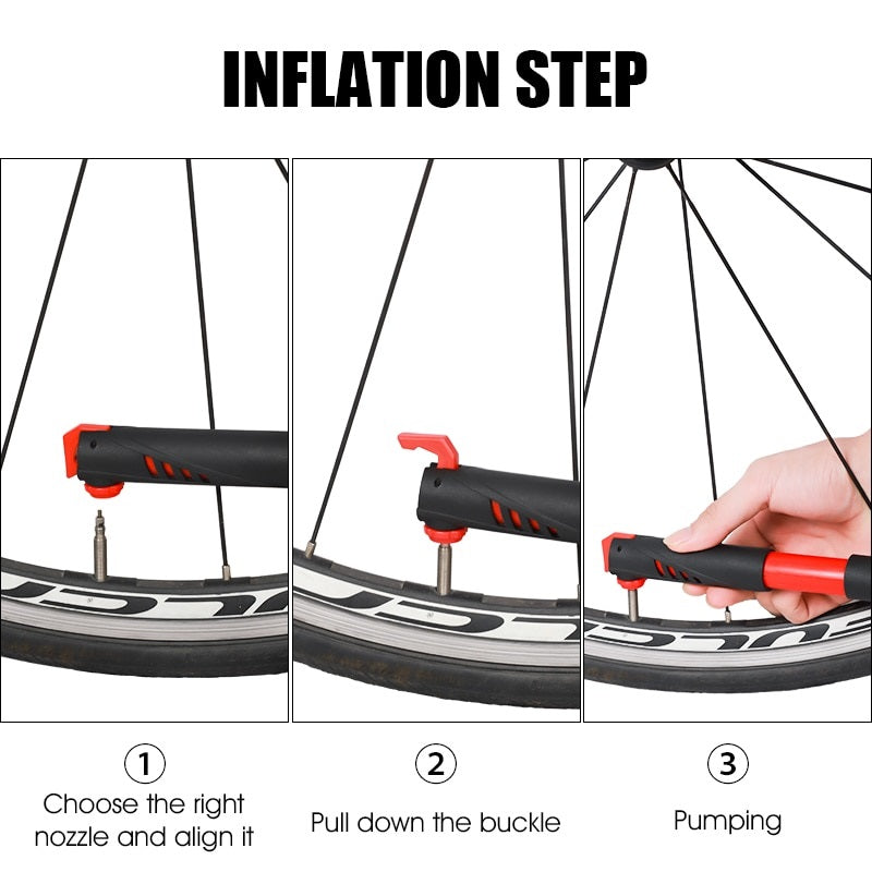 Inflador de bicicleta y balones con soporte para chasis