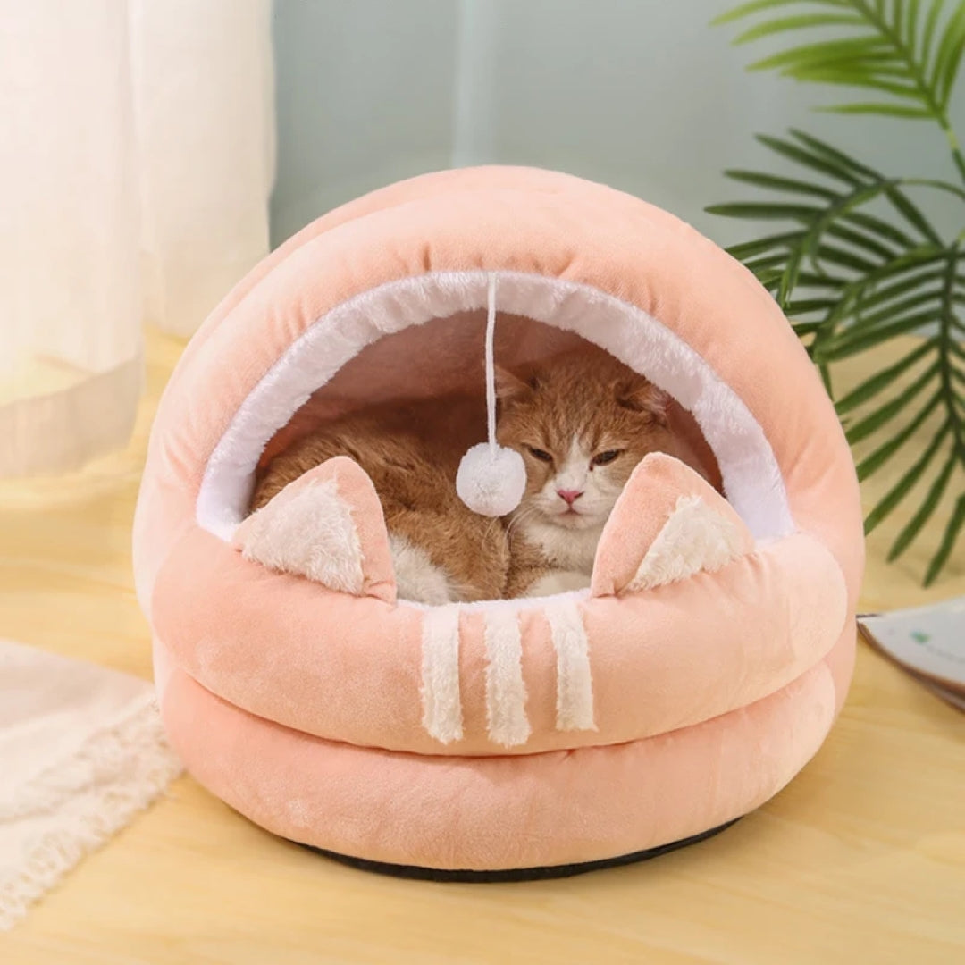 Cama para mascotas con pompón  PET NEST MAT rosa