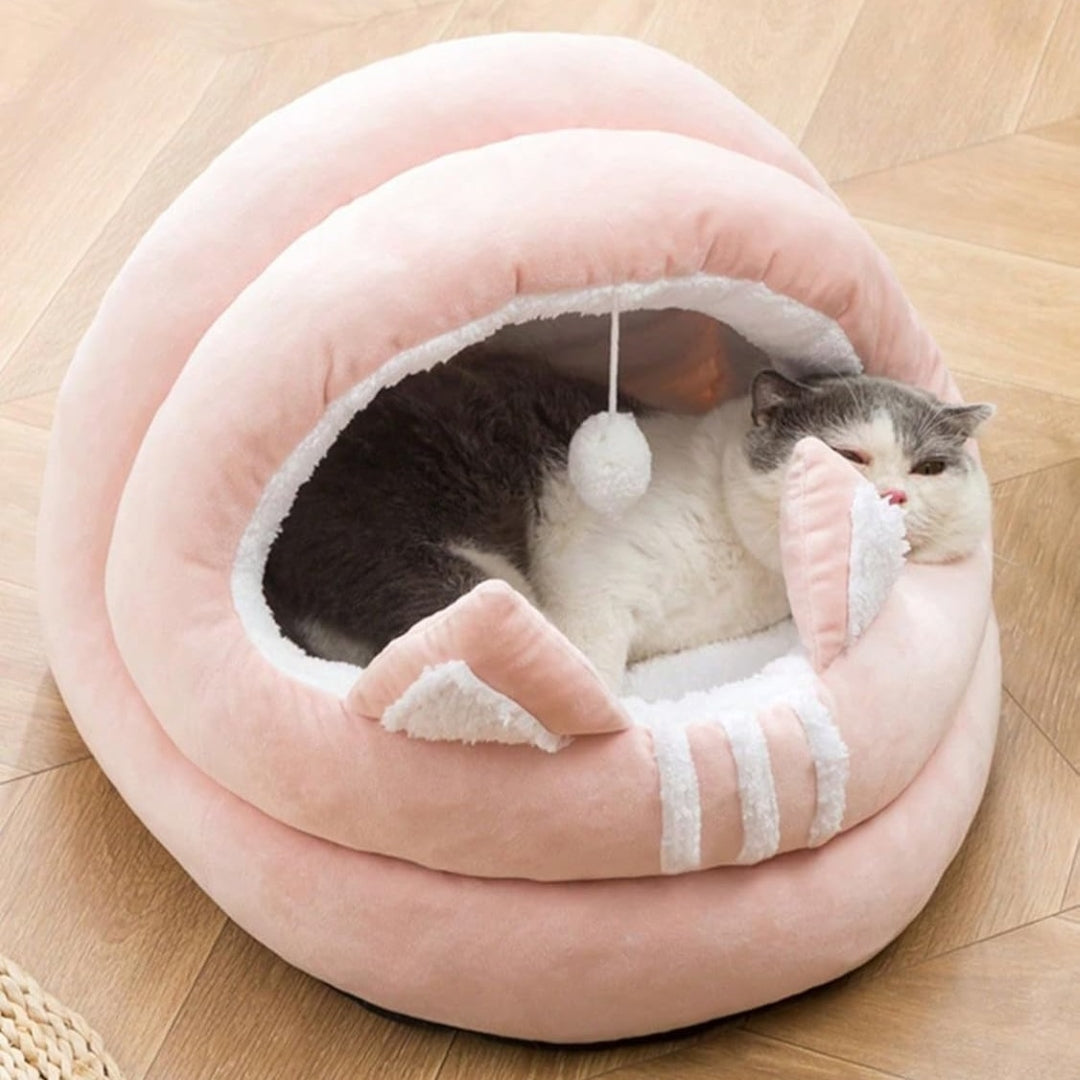 Cama para mascotas con pompón  PET NEST MAT rosa