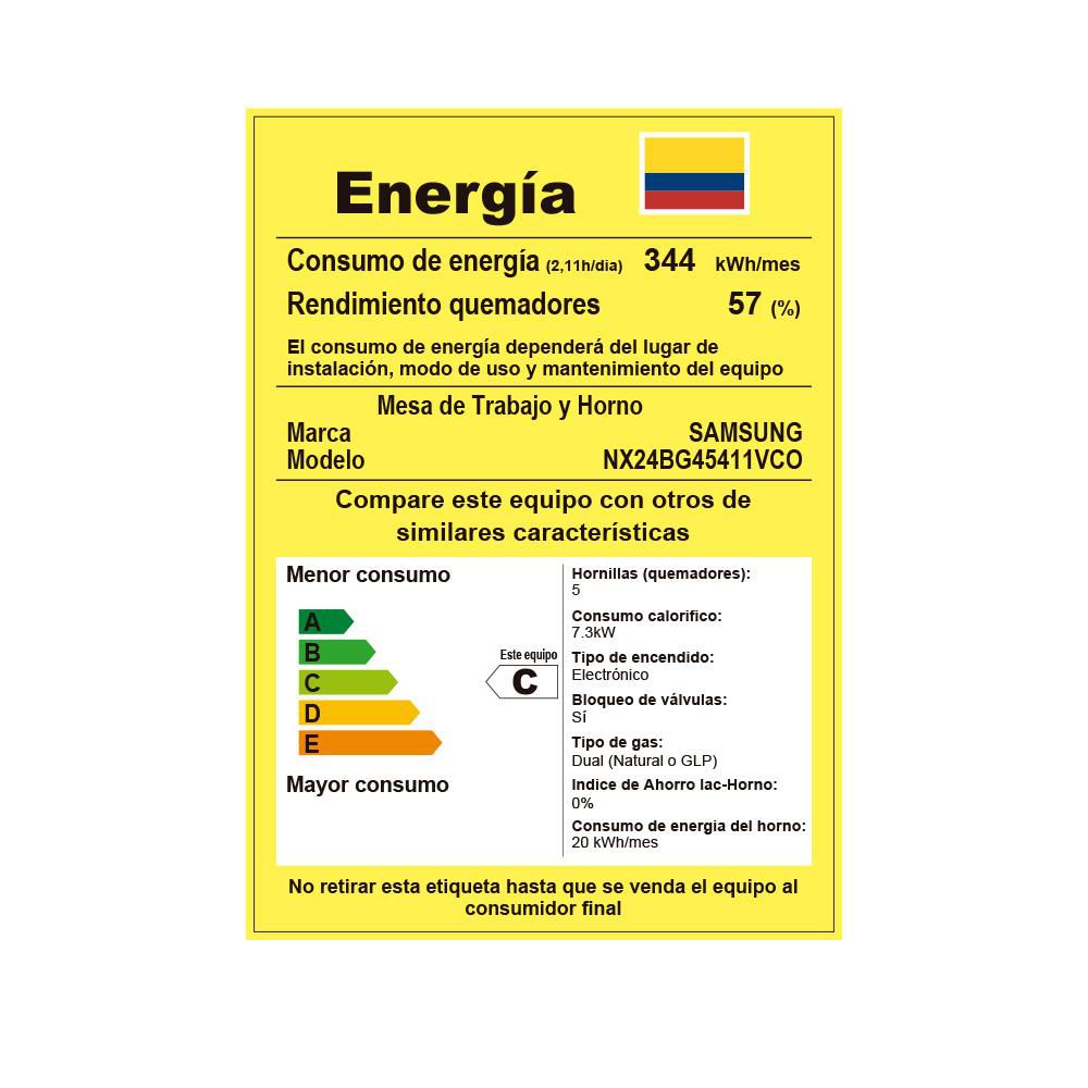 Estufa de Piso SAMSUNGNX24BG4541 Negro 4 Puestos Gas Natural