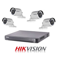 Kit de 4 cámaras marca Hikvision, perfecto para tu hogar o negocio.