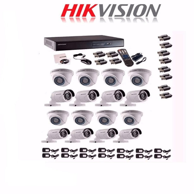 Kit de 16 cámaras marca hikvision, perfecto para tu hogar o negocio.