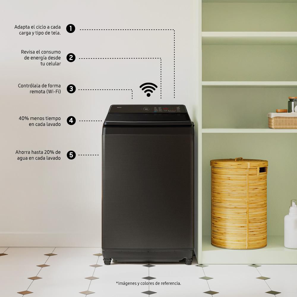 Lavadora SAMSUNG Bespoke Carga Superior AI Wash 21 Kilos WA80F21S8BCO Negra