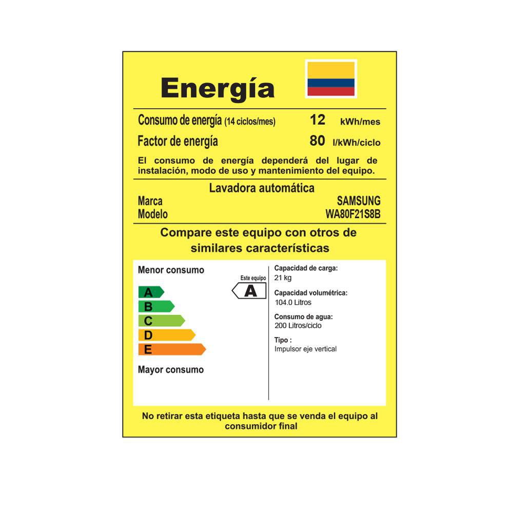 Lavadora SAMSUNG Bespoke Carga Superior AI Wash 21 Kilos WA80F21S8BCO Negra