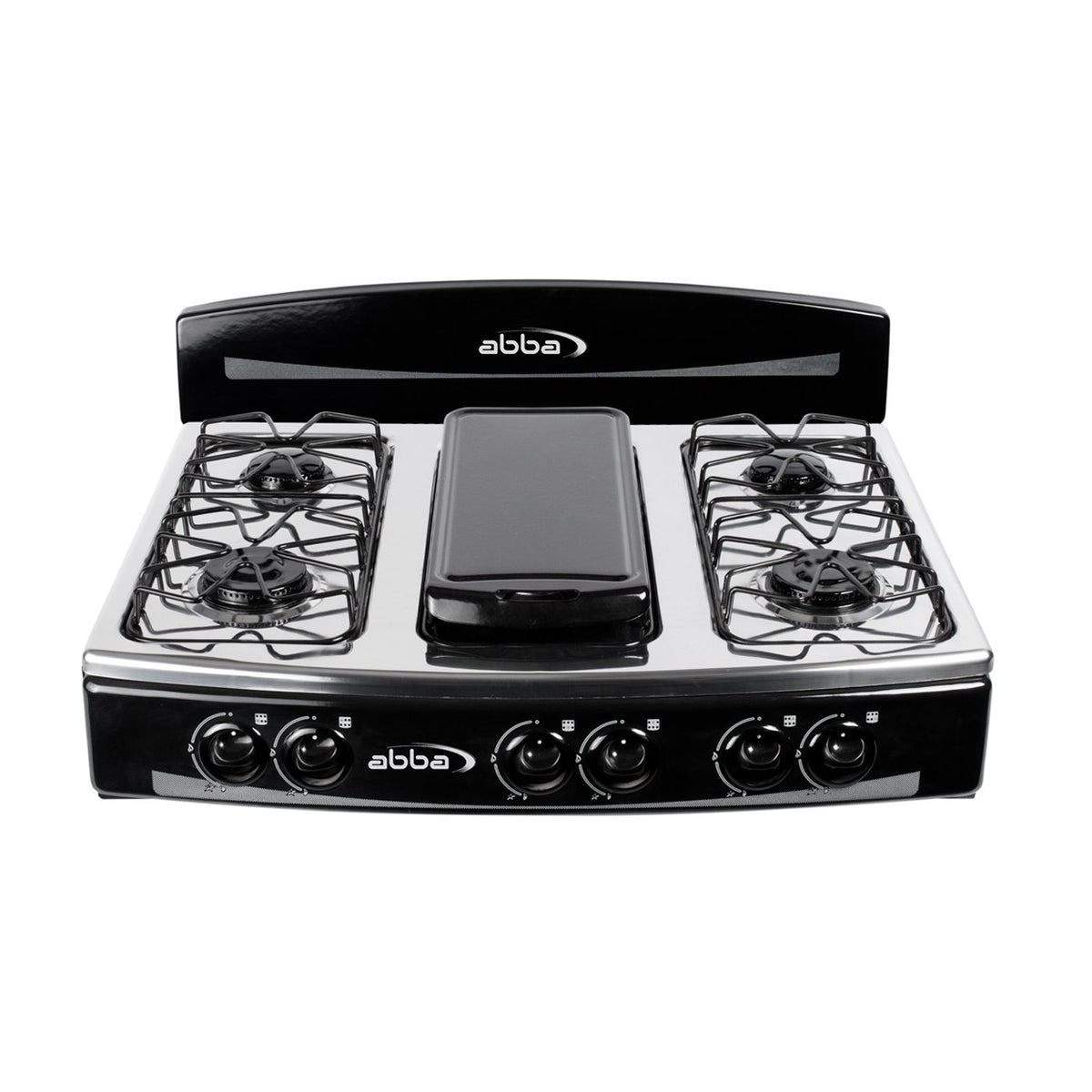 Estufa de mesa ABBA 6 puestos gas Propano Inox Negra Quemador aluminio