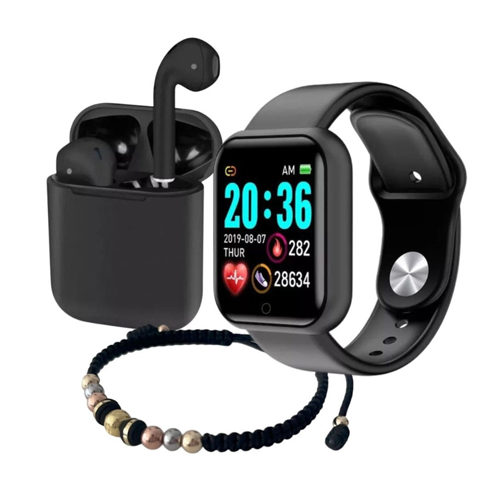 Combo smartwatch + audífonos inalambricos + manilla de oro laminado 18K