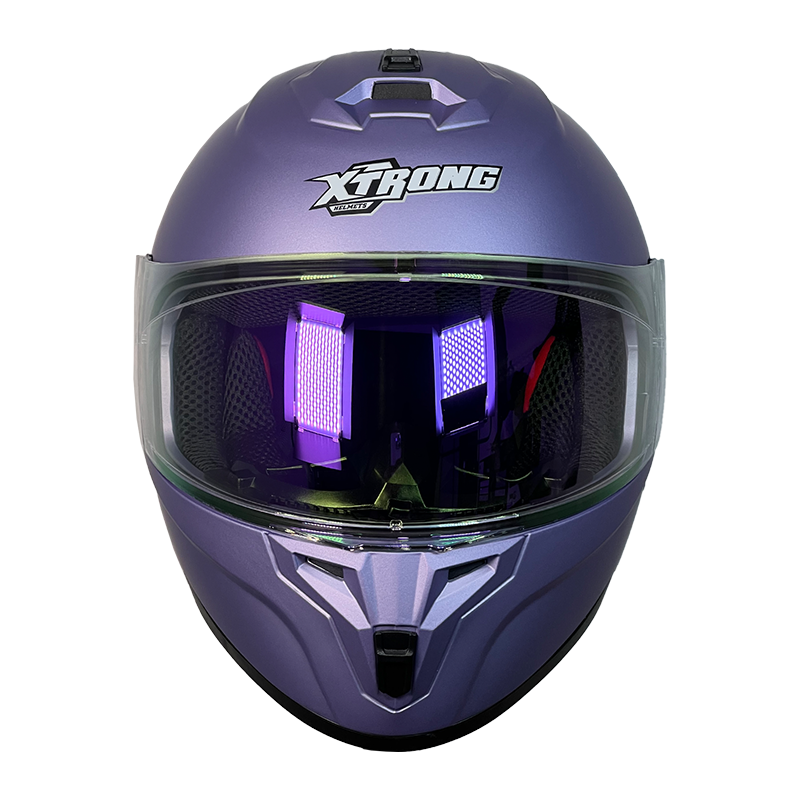 XTR-M70 XTRONG MORADO MATE SIN GRAFICO-SPOILER CROMADO PURPURA VISOR REVO PURPURA