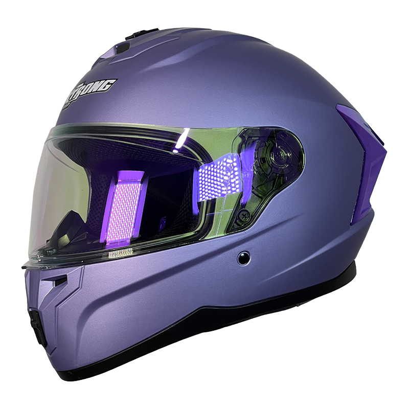 XTR-M70 XTRONG MORADO MATE SIN GRAFICO-SPOILER CROMADO PURPURA VISOR REVO PURPURA