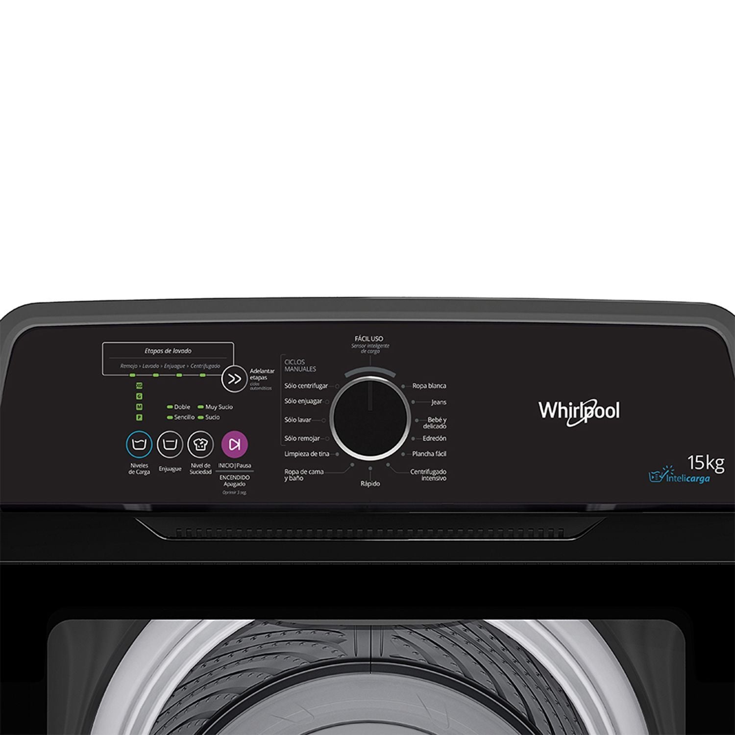 Lavadora Whirlpool Carga Superior 15Kg Negro