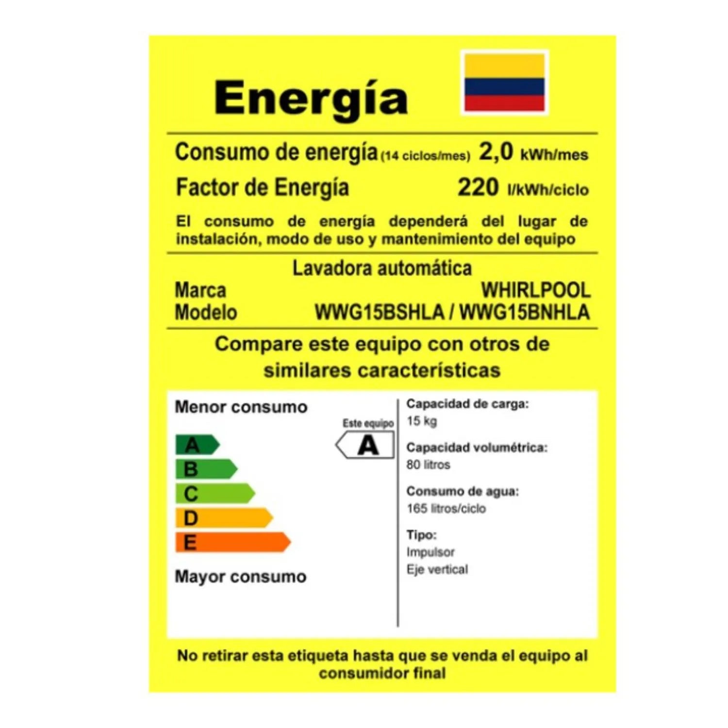 Lavadora Whirlpool Carga Superior 15Kg Negro