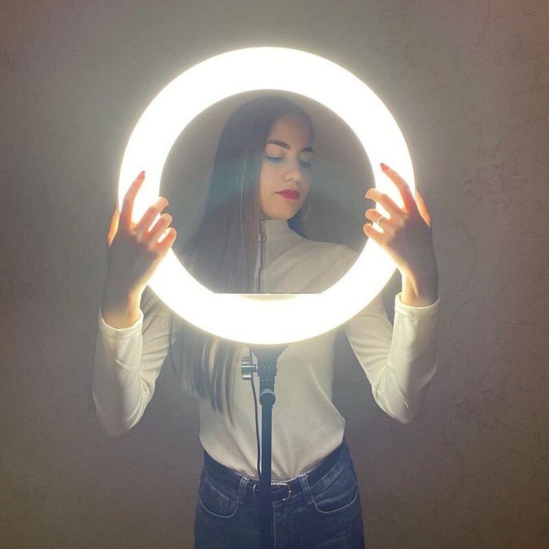 Aro de luz LED grande 30 cm con soporte de celular y trípode