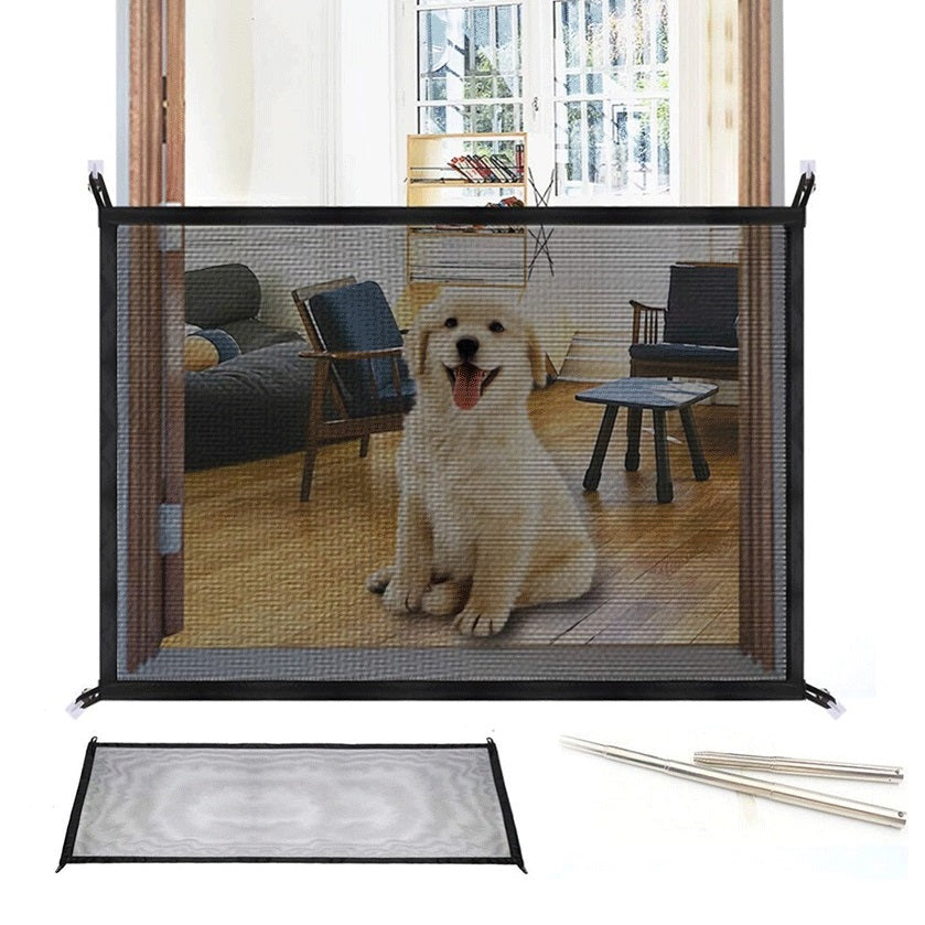 Puerta malla de seguridad para mascotas plegable 180 cm